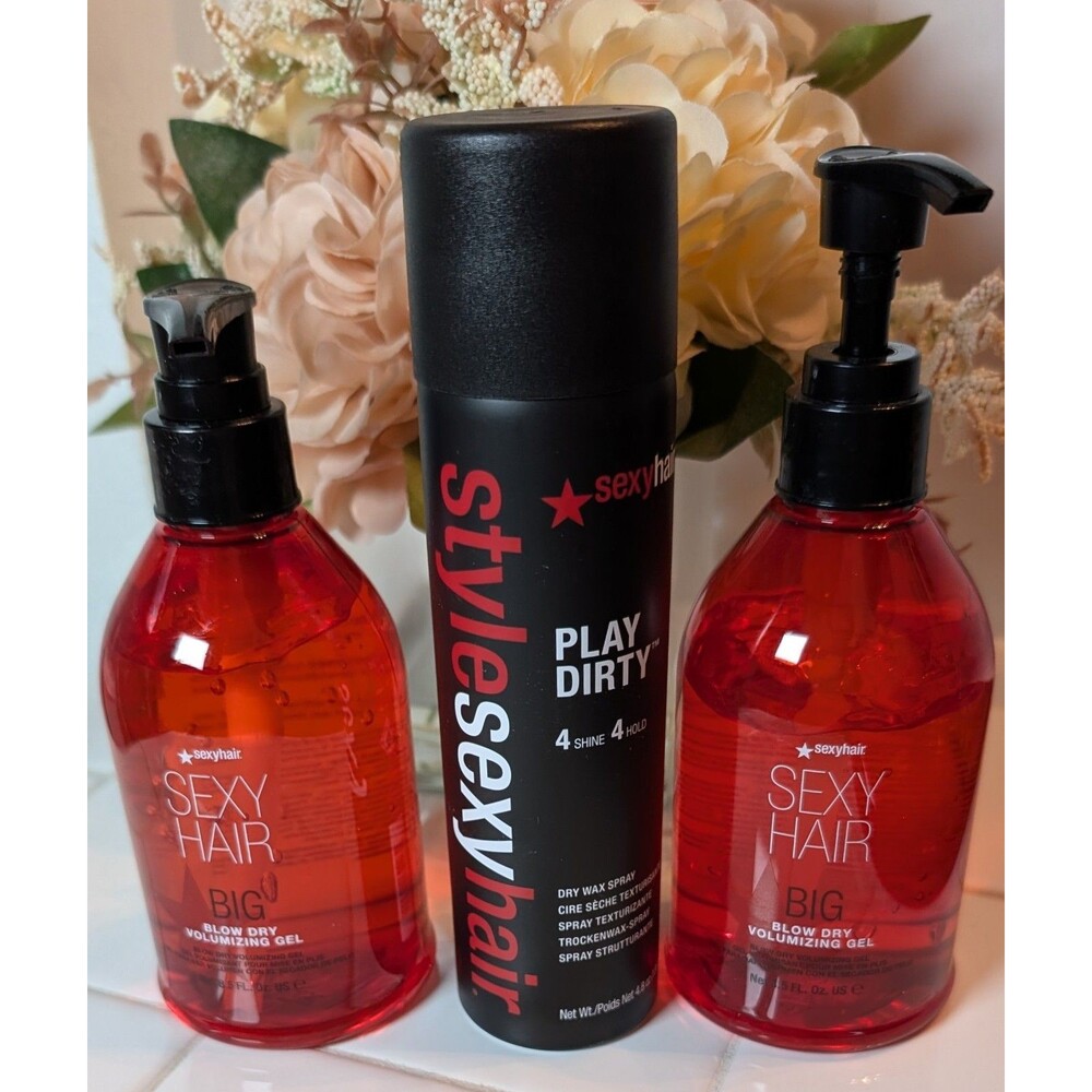SexyHair 3pc Bundle: Play Dirty Spray & 2 Blow Dry Gels (1 New, 1 Partial)